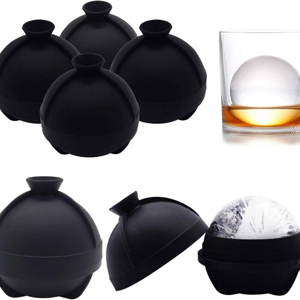 Circle Ice Cube Ball Trays/Molds 6 Black NWOT
